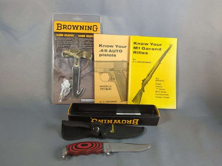 Browning Fixed Blade Knife Model 843, In Nylon Sheath, Browning Game Reaper, And Know Your M1 Garand Rifles And Know Your .45 Auto Pistols By E.J. Hoffschmidt image