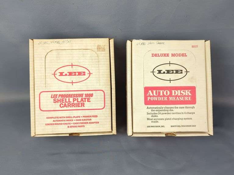 Lee Shell Plate Carriers, Qty 2, One Is For A .44 Mag, One Is For .44 Spl, .44 Mag, And .45 Colt image