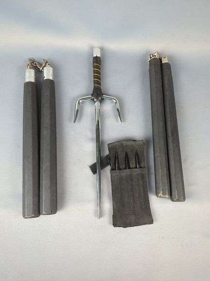 Nunchucks Qty 2, 10" Sai, And Bo-Shuriken 3 Piece Set image
