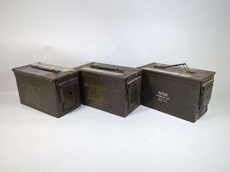 Metal Ammo Cans, Qty 3, 7" x 6" x 12" image