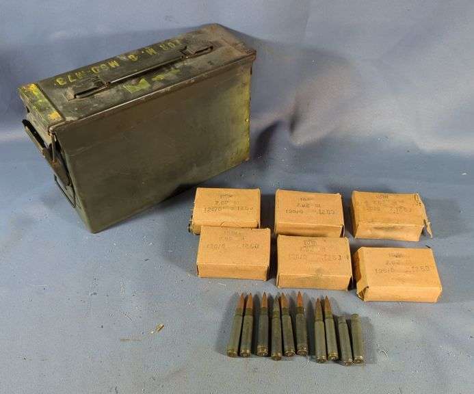 8x57mm Ammo, Approx 98 Rds And 2 Empty Brass, Contents Of Metal Ammo Can, 7" x 11" x 4", Local Pickup Only image