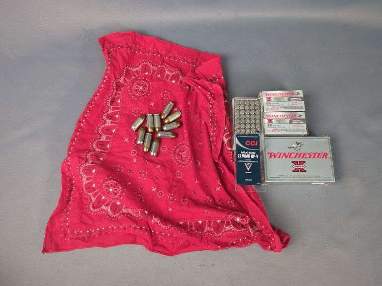 Winchester And CCI .22 Win Mag Ammo Approx 136 Rounds, Winchester 12ga Shells Qty 5, And 45 Auto Ammo Approx 10 Rounds, Local Pickup Only image