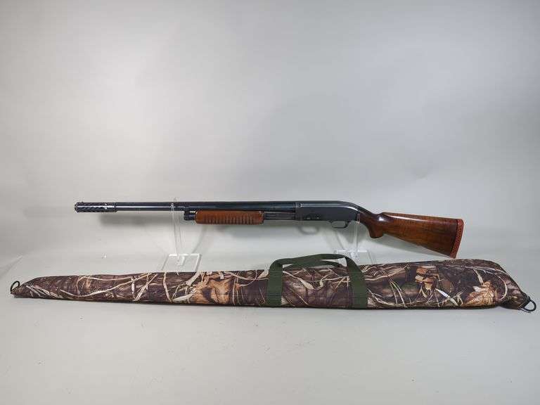 J.C. Higgins/ Sears & Roebuck 20 12 ga Pump Action Shotgun SN# 583.56, 26.5" Bbl, Scratching On Trigger Guard, In Soft Case image