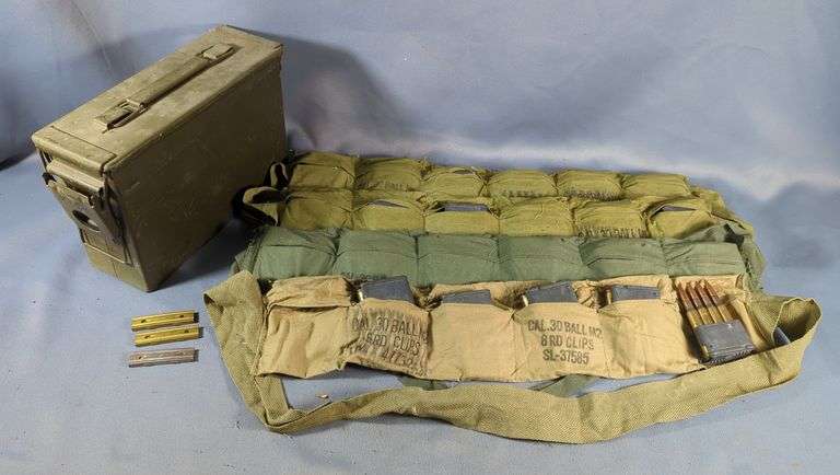 .30-06 Ammo, Approx 180 Rds, Contents Of Metal Ammo Can, 7" x 11" x 4", On Clips In Ammo Slings, Local Pickup Only image