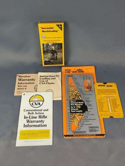 CVA Muzzleloading VHS Tape, CVA Warranty Books, Lyman E-Zee Case Gauge And Weaver Scope Sighting Guide image