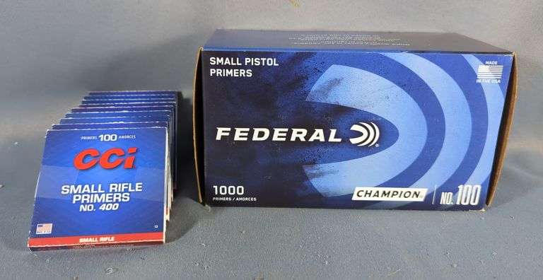 Federal Small Pistol Primers No. 100, Approx Qty 1000, And CCI Small Rifle Primers No. 400, Approx Qty 900, Local Pickup Only image