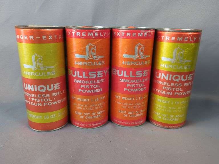 Hercules Bullseye Smokeless Pistol Powder, Approx 2 lbs, And Hercules Unique Smokeless Rifle, Pistol, Shotgun Powder, Approx 1.5 lbs, Local Pickup Only image