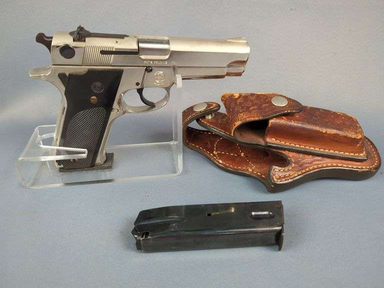 Smith & Wesson 59 9mm Pistol SN# A541261, 2 Total Mags, In Tooled Leather Holster image