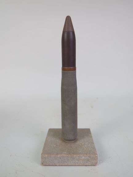 Artillery Shell Converted to Wheel Lighter on Marble Base, Not Working, 8.25" image