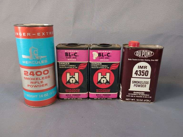 Hercules 2400 Smokeless Rifle Powder, Approx 1 lb, Hodgdon BL-C Rifle Powder, Approx 2 lbs, And DuPont IMR4350 Smokeless Powder, Approx 1 lb, Local Pickup Only image