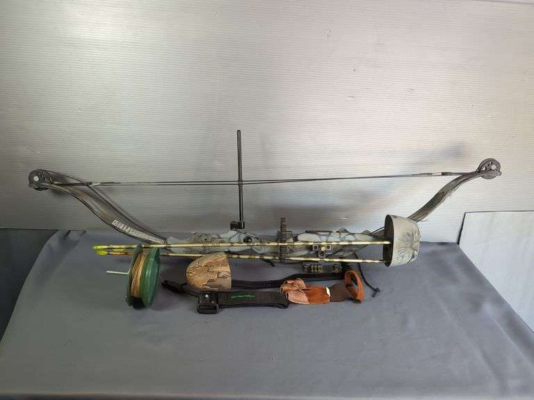 Jennings Gale Force Compound Bow, SN# 893894, Easton Superlite XX75 2114 Camo Hunter Arrows, Qty 2, Bear Bow Fishing Reel And More, Bow Requires Repair image