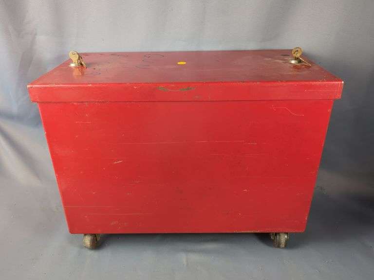 Rolling Gun Powder Storage Container With Locks, Includes Keys, Box Is 14.5" X 22.5" X 11.5" Not Including Wheels image