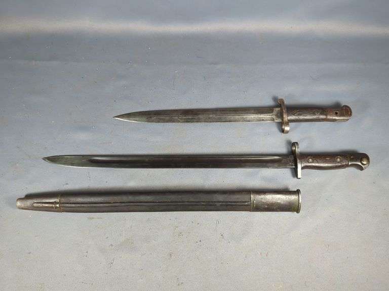 1903 British Bayonet, And 1907 British Bayonet In Scabbard image