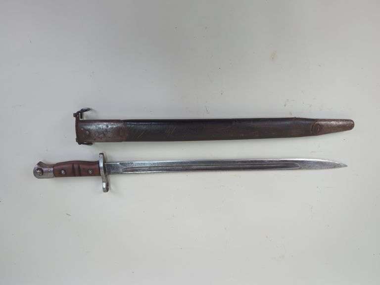 Remington Model 1913 Sword Bayonet, Dated 8 17, Stamped US, In Scabbard image