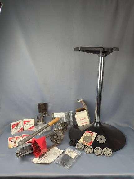 Lee Turret Press With Auto Prime, Quick Change Turrets, Powder Measure Inserts (A, B, C, And D), Shell Plates, Shell Holders, Powder Bars, And More image
