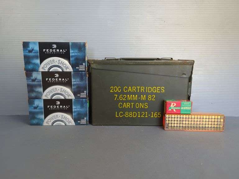 Federal 243 Win Ammo, Approx Qty 60, And 22 LR Ammo, Approx Qty 148, In Metal Ammo Can, Local Pickup Only image