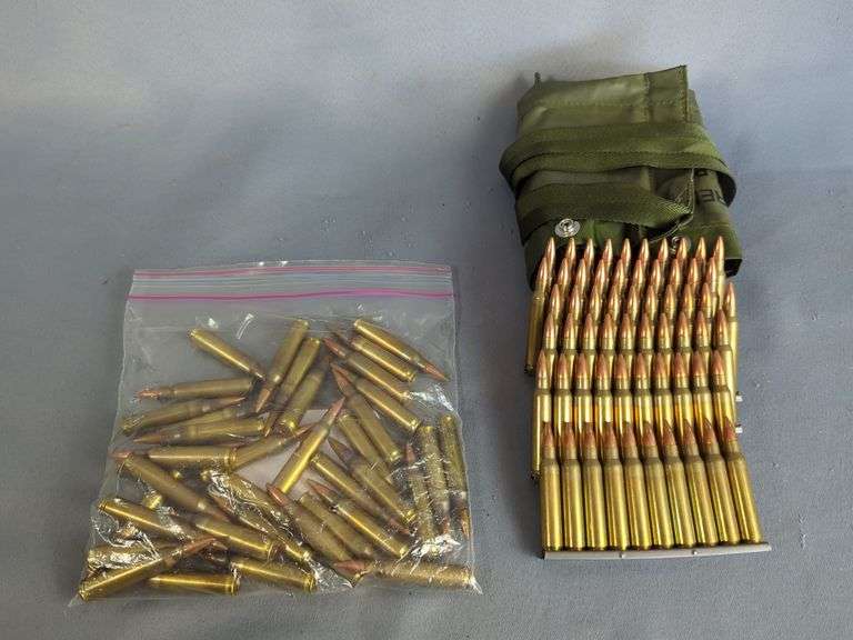 5.56mm Ammo, Approx 97 Rds, Some In 10 Rd Stripper Clips, In Bandolier, Local Pickup Only image
