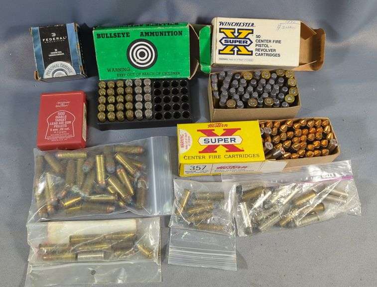 Handgun Ammo Assortment, Calibers Include .357 Mag, .41 Rem Mag, .9mm, .44 Rem Mag .32 WCF And More, Approx 189 Rds, With Benjamin Diablo Pellets Approx 500 image