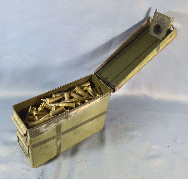 8mm Lebel Ammo, Uncounted Qty, In Metal Ammo Can, 7" x 11" x 4", Local Pickup Only image