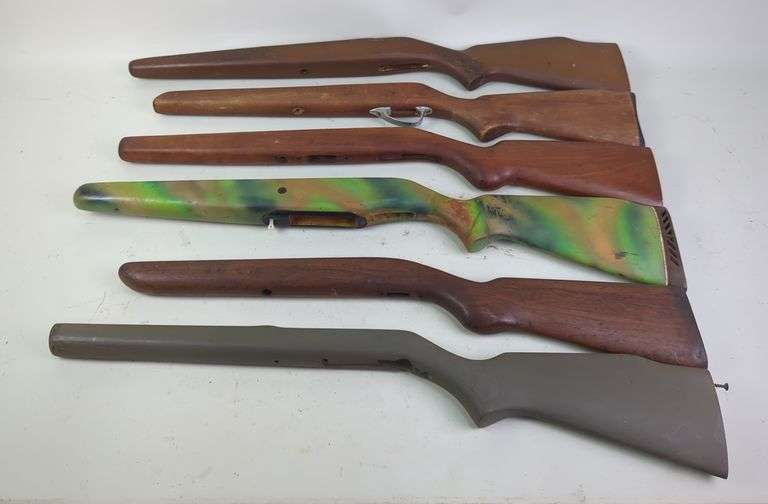 Wood Rifle Stocks, Qty 6, Various Styles And Lengths image