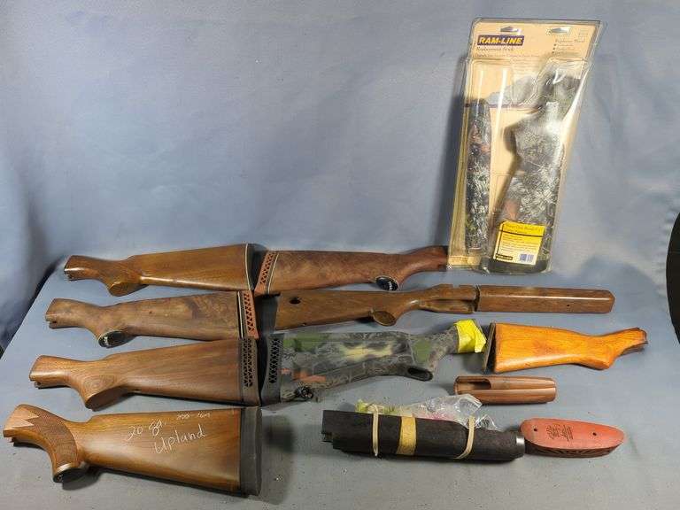 Wood Buttstocks, Qty 7, Various Sizes And Styles, Remington Model 742 Foregrip, Buttstocks, Qty 2, And More, See Description For Details image