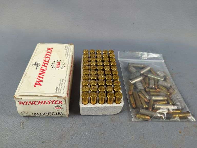 Winchester .38 Spl Ammo, Approx 50 Rds, And Loose .38 Spl, .25 Auto, 9mm, And Lead Minnies, Local Pickup Only image