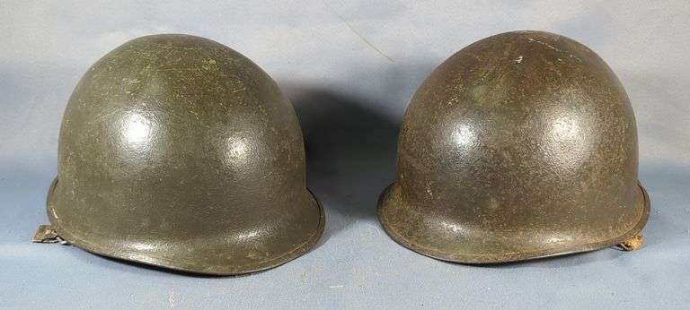 US Army WWII And WWI Helmets, Qty 2, Both With Liners image