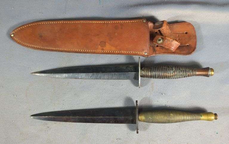 English Daggers, Qty 2, 6.5" And 7" Blades, One In Leather Sheath image