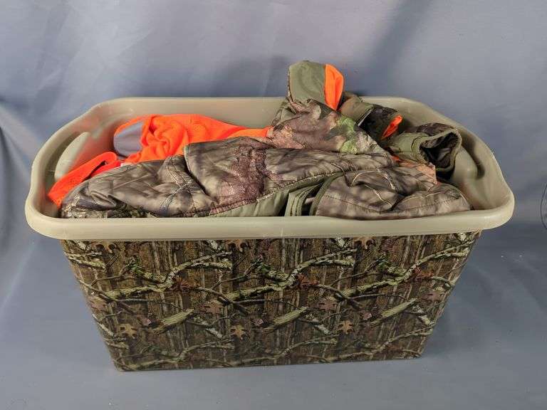 Hunting and Ranger Gear, Includes Mossy Oak 2XL Jacket, Browning M Shooting Vest, Carhartt 44R Coveralls, High Visibility Vests, And Camo Hoods image