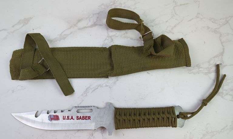 U.S.A Saber Fixed Blade Knife, 5" Blade, In Sheath image