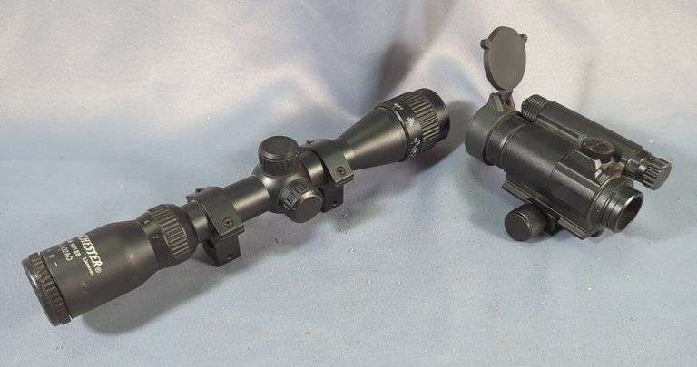 Winchester 2-7x32AO Air rifle Scope And Unmarked M4 Style Dot Sight image