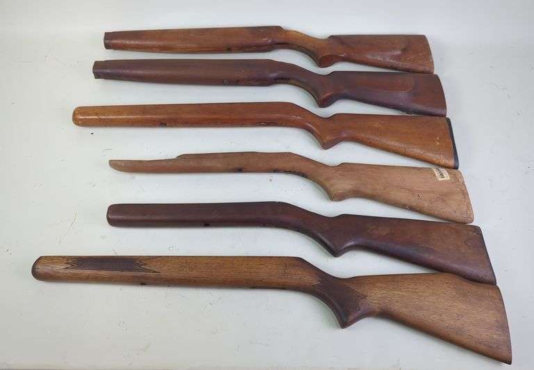 Wood Rifle Stocks, Qty 6, Various Styles And Lengths image