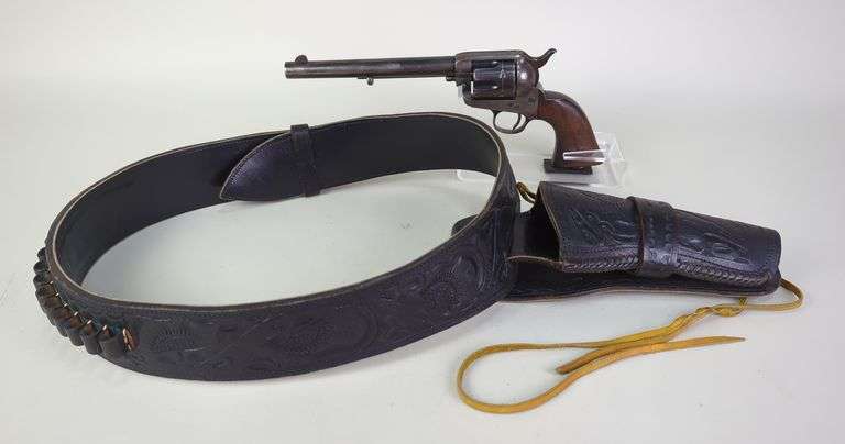 Colt .45 Colt 6-Shot Revolver SN# 179543, Leather Belt And Holster image