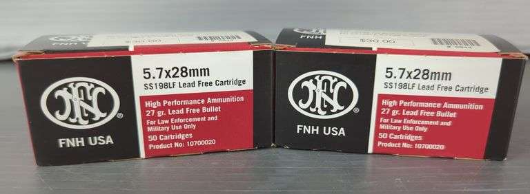 FNH 5.7x28mm Lead Free Cartridges , Approx 100 Rds Total, Local Pickup Only image