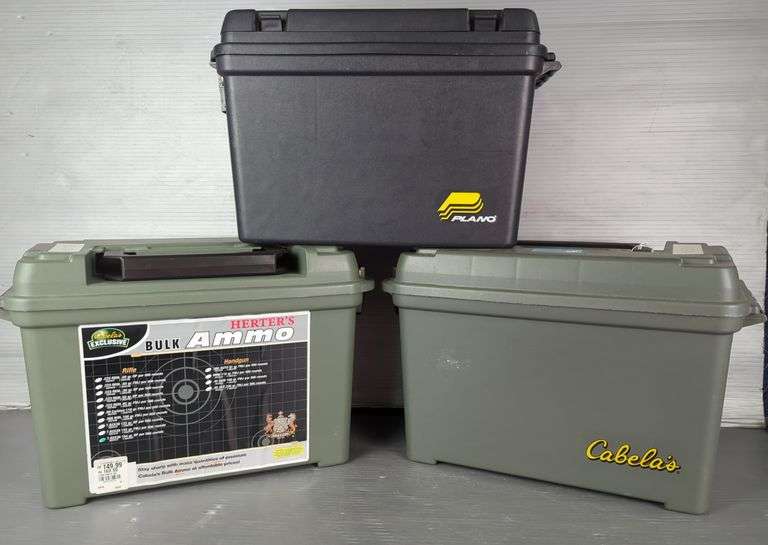 Plano, Cabela's, and Herter's Ammo Storage Boxes, Qty 3 image