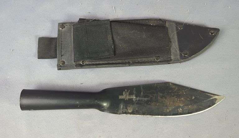 Bushman Cold Steel Knife With 7.5" Blade, In Fabric Sheath, Designed To Be Used As Pike Tip image