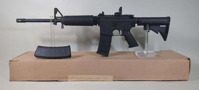 Black Rain Ordnance SPEC15 5.56 Nato Rifle SN# SM009911, 2 Total Mags, Flip Up Rear Peep Sight, Angled Front Sight, Adjustable Stock, In Original Box image