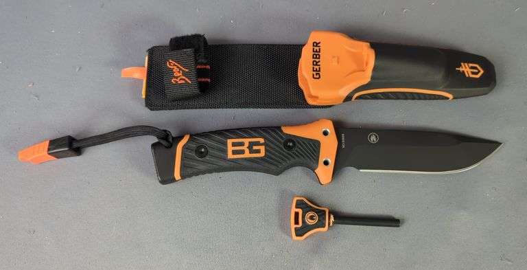 Gerber Bear Grylls Fixed Blade Knife, 4-3/4" Blade, In Sheath With Sharpener, Whistle, Survival Pocket Guide, And Fire Starter Steel image