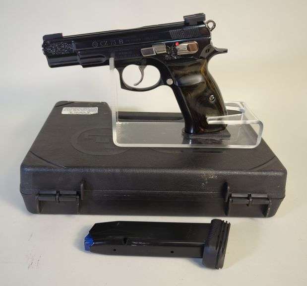 CZ/ CZ-USA 75 B 45th Anniversary Edition 1975-2020 9mm Luger Pistol SN# 45TH0181, Numbered 0181 of 1000, Fiber Optic Sights, 3 Total Mags, Extra Grips, Paperwork, In Hard Case image