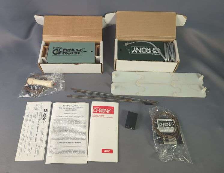 Shooting Chrony Chronographs, Qty 2, With Accessories And Paperwork, Boxes Marked Master F-1 And Gamma image