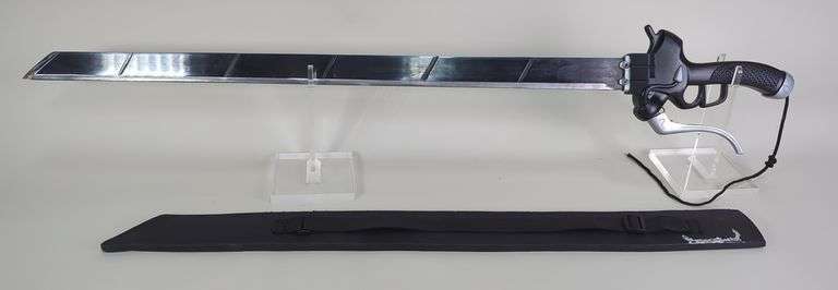 Fantasy Sword With Lever On Handle, 28" Blade, In Leather Sheath image