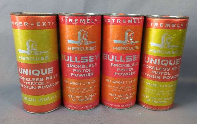 Hercules Bullseye Smokeless Pistol Powder, Approx 2 lbs, And Hercules Unique Smokeless Rifle, Pistol, Shotgun Powder, Approx 1.5 lbs, Local Pickup Only image
