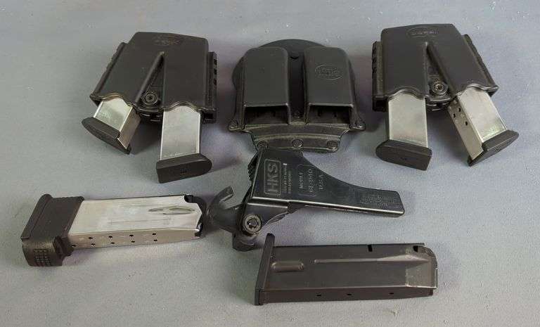 Springfield Armory .40 S&W 12 Round Mags, Qty 5, XD Gear Duel Mag Holders, Qty 3, Beretta .45 Auto Mag, And HKS Model GL-940 Speed Loader image