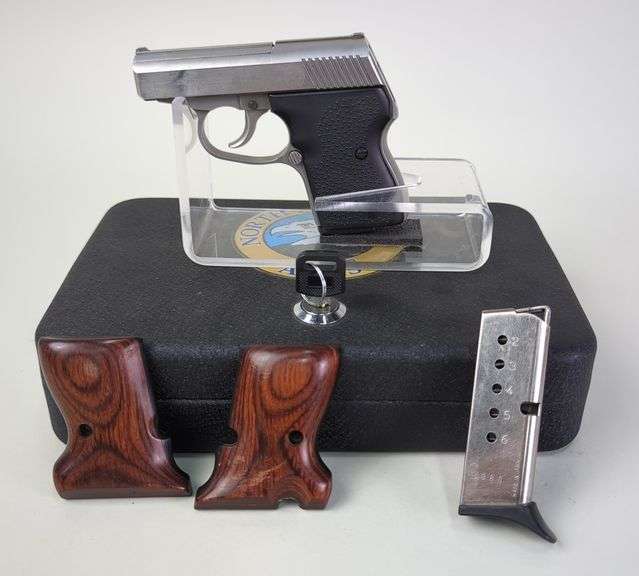 North American Arms Guardian .380 ACP  Pistol SN# BE03273, 2 Total Mags (One With Finger Groove), Extra Hogue Coco-Bolo Grips, Paperwork, In Metal Box With Key image