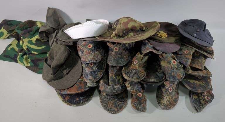 US And German Military Service Caps, Various Styles, Qty 34 image