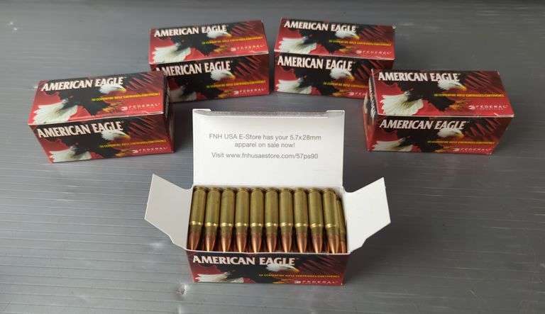 American Eagle 5.7x28mm FMJ Ammunition, Approx 250 Rds, Local Pickup Only image