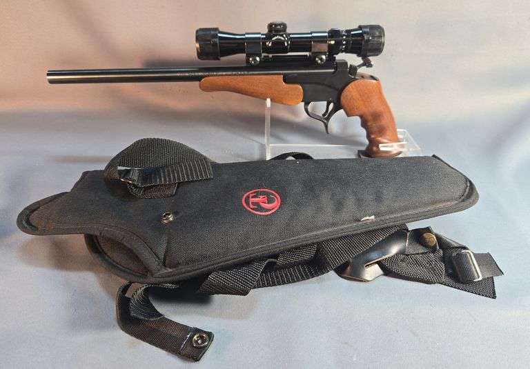 Thompson/ Center Arms Encore .243 Win Top Break Pistol SN# 47311,  Thompson/ Center  2.5-7x Scope In Weaver Mount, In Thompson/ Center Scabbard image