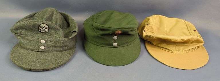 World War II Era Nazi German Military Field Caps, Qty 3 image