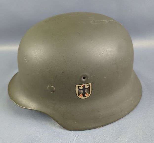 West German Stahhelm M1943 Helmet, BGS Sticker (Federal Border Guard Of West Germany) image