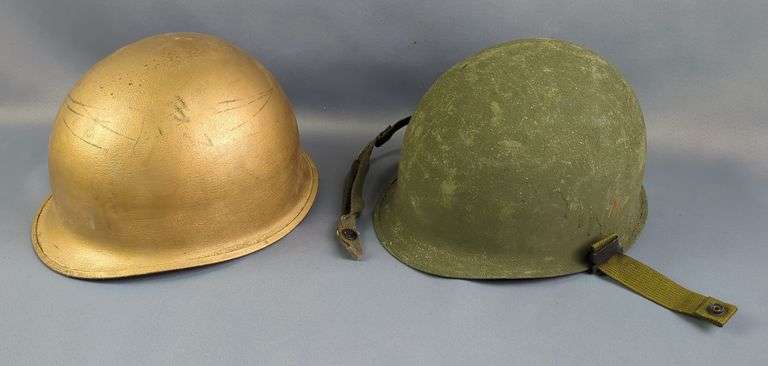World War 2 And Vietnam Era US Army M1 Helmets, Qty 2 image